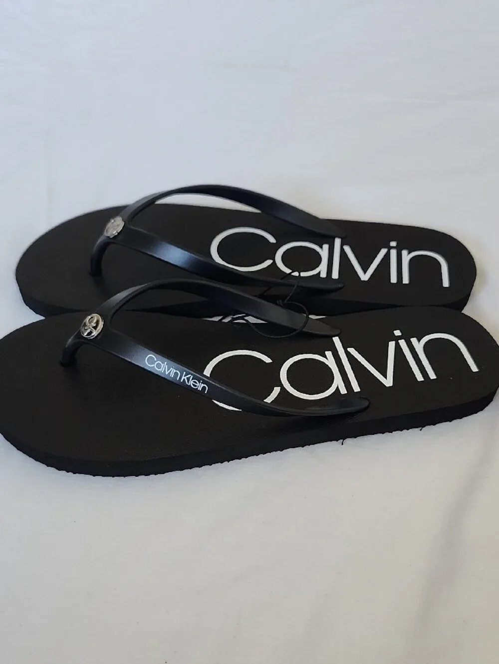 Calvin Klein Salma Women's Logo Flip Flop Sandals Black Size 10 NWT